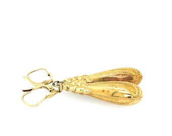 Late Victorian 14k Gold Torpedo Earrings with Ornate Detail