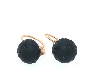1920s 18ct Gold and Jet Dormeuse Earrings