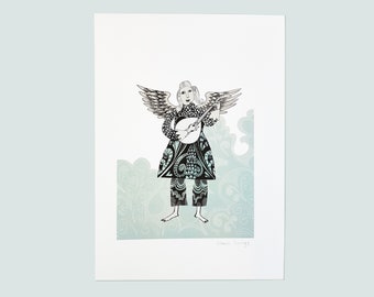 Lute Angel Print