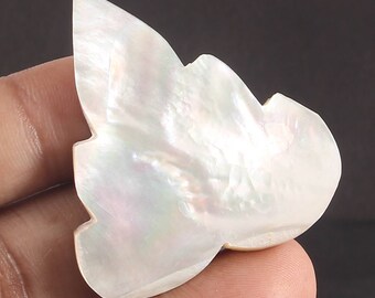 Natural mop gemstone multi flash Designer carved Leaf shape gemstone  Loose gemstone size 47×43×4 mm  55 CTS