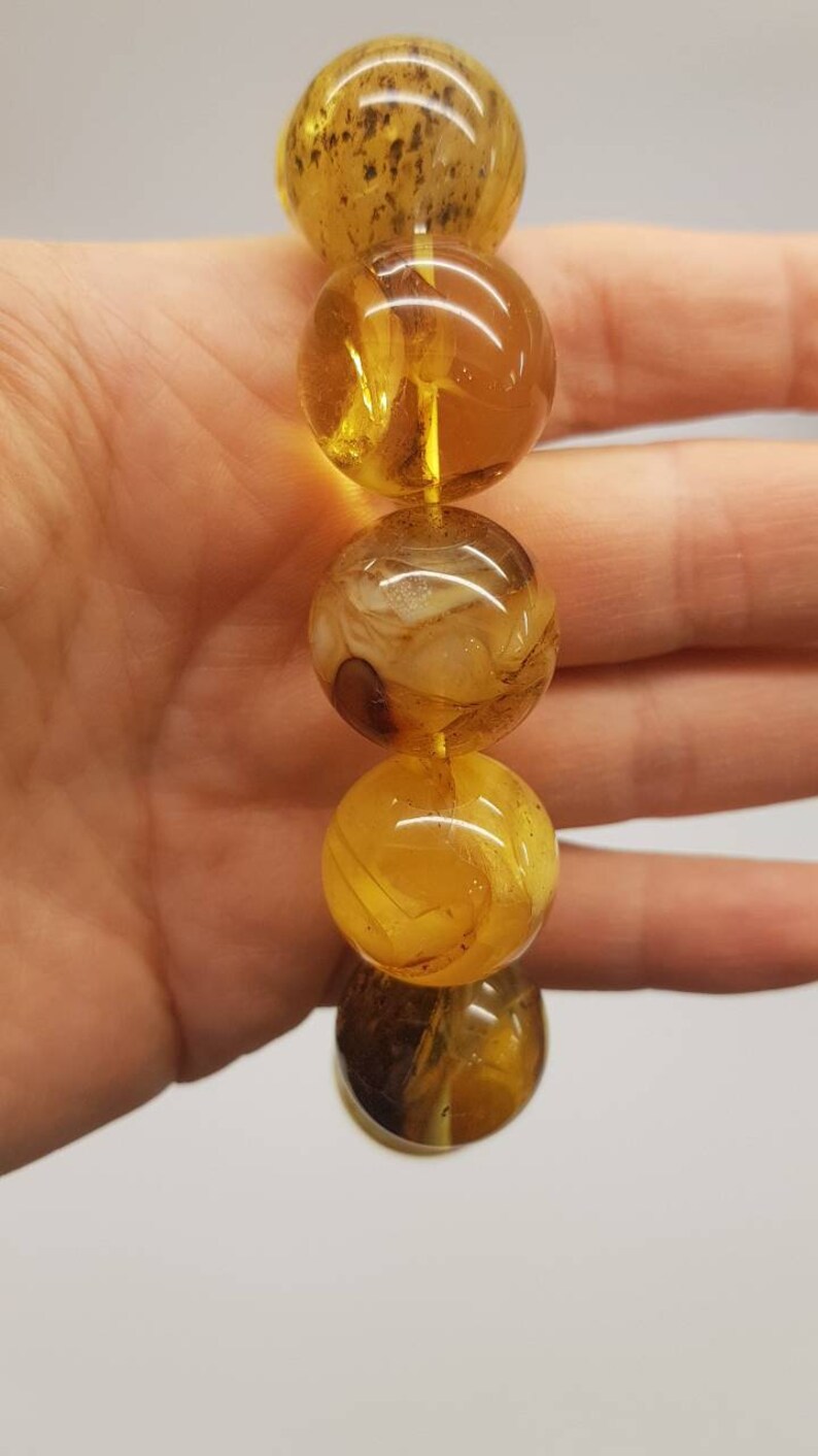 Amber braceletbracelet naturalround shaped amber braceletgemstone braceletunisex gift Baltic amber bracelet unisex gift 415