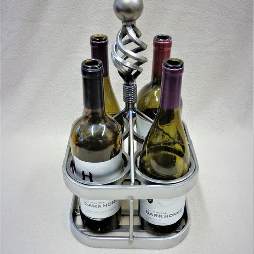 Four bottle metal shops wine carrier