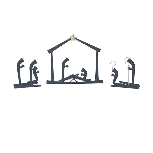 Nativity Scene Metal Art crafted out of nails