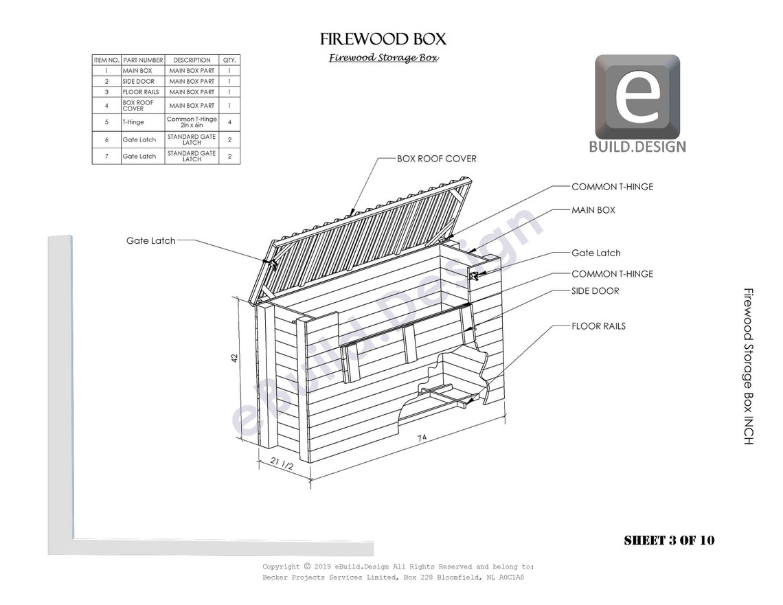 Build Your Own Wooden Storage Box 10 Sheets of Detailed .pdf Drawings