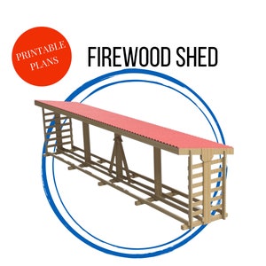PDF Downloadable Plans, Firewood Shed, Log Shed, Firewood Storage, Printable Plans, Keep Firewood Dry, Woodworking  Firewood Rack