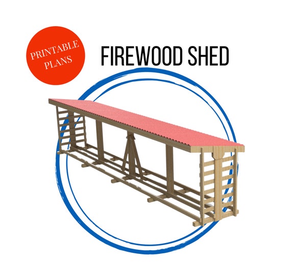 PDF Downloadable Plans, Firewood Shed, Log Shed, Firewood Storage, Printable Plans, Keep Firewood Dry, Woodworking  Firewood Rack