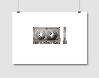 Cassette tape print, cassette sketch