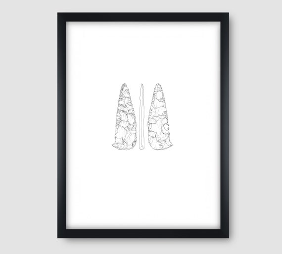Flint Knife Print: Hand-Drawn Archaeology Illustration