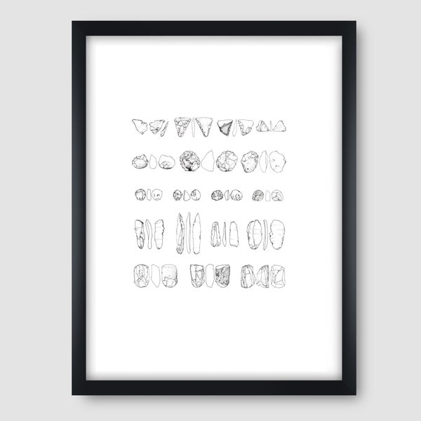Flint Tools Illustration Print: Archaeology Art