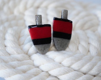 Lobster Buoy Stud Earrings, Buoy Polyclay Earrings, Inspired by Maine, Made in Maine