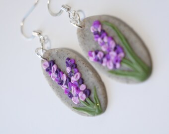 Maine-Inspired Lupine Earrings – Handcrafted Floral Jewelry