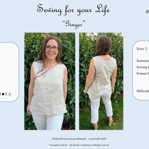 Padrão de costura "Gengibre" tamanhos carta 2-34/tamanho 32-64 - padrão de costura PDF superior de verão por SewingforyourLife