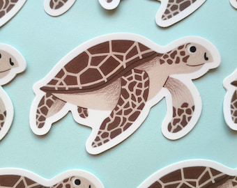 Sea Turtle Sticker, Die Cut Vinyl Laptop Decal, Ocean Tortoise Planner Sticker