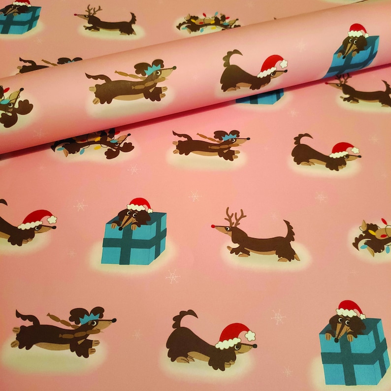 Sausage Dog Christmas Wrapping Paper Dachshund Dog Lover Etsy UK
