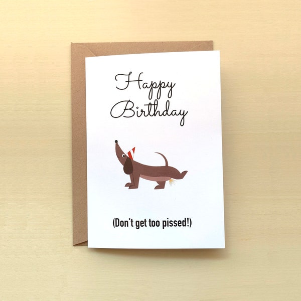 Sausage Dog Birthday Card, Dachshund Funny Greetings Card, Weiner Dog Lover Gift, Teckel Eco Friendly Sustainable Card