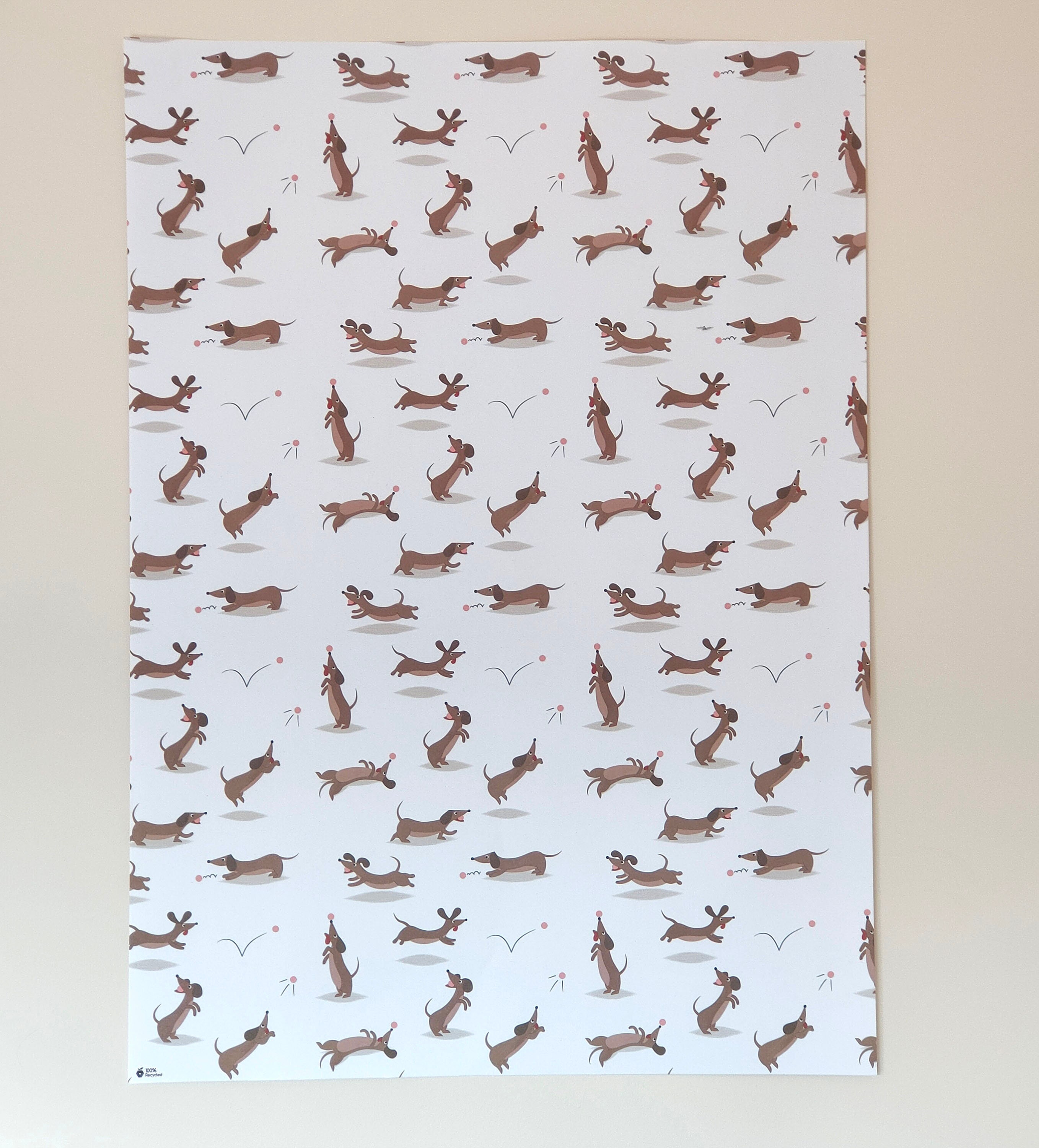 Lot De 8 Feuilles De Papier Cadeau Motif Chien Saucisse 84 Cm