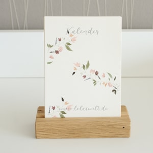 Calendrier perpétuel DIN A6 - sans fin - calendrier d'anniversaire - peint à la main et en qualité d'impression - à poser avec support de carte en bois