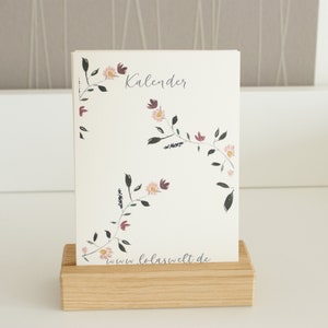 Calendario perpetuo DIN A6 - infinito - calendario compleanno - dipinto a mano e in qualità di stampa - da posizionare in piedi, incluso supporto per carte in legno