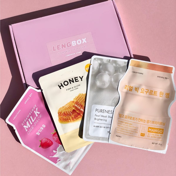 K-Beauty Radiance & Glow Self-Care Sheet Mask Pamper Box / Lengbox Korean Skincare Brightening Skin Set