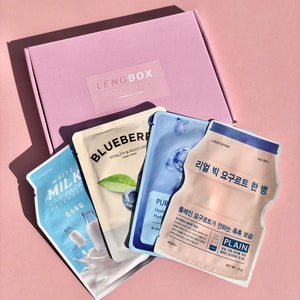 K-Beauty Hydration Self-Care Sheet Mask Pamper Box | Conjunto de pele seca Lengbox coreano para cuidados com a pele