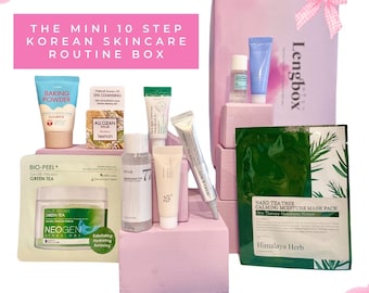 Mini 10-Step Korean Skincare Routine Gift Box – K-Beauty Self-Care Set, Perfect for Skincare Lovers & Pampering Gifts