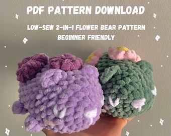 Low-Sew Flower Bear Crochet Pattern PDF | Amigurumi Bear Tutorial