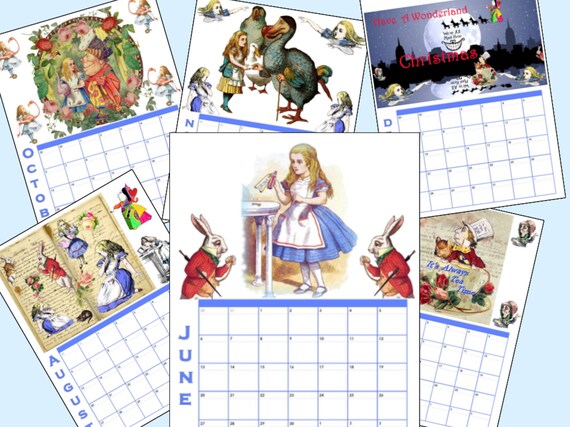 Alice in Wonderland Calendar Birthday Anniversary or Special | Etsy