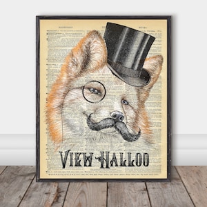Vintage Fox Dictionary Pagina Print, Fox Decor, Steampunk Digitale Print, Home Wall Art, Snor Print