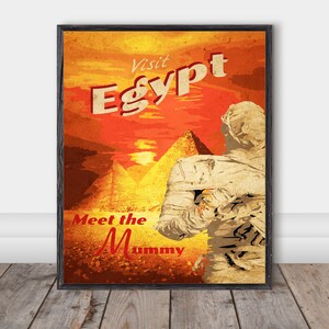 Cartel de la película clásica de la momia, cartel de viaje vintage, póster retro, arte digital, decoración de la pared del hogar