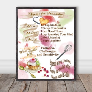 FreundschaftS-Rezept, Freundschaftsgeschenk, beste Freunde, Digitaldruck, Instant Download, Geschenk für Freund