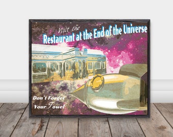 Hitchhiker's Guide to the Universe Classic Movie Poster, Vintage Travel Poster, Retro Poster, Digital Art