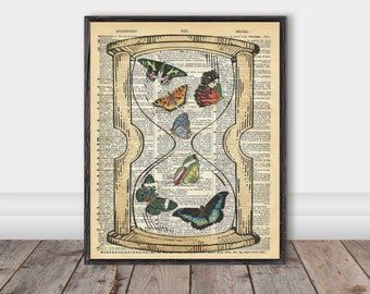 Vintage Butterfly Dictionary Page Print, Butterfly Decor, Digital Print, Home Wall Art, Steampunk