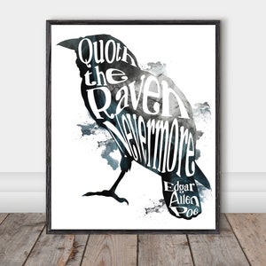 Quoth the Raven, Digital Download, Nevermore Print, Gothic Quote, Printable Art, Digital Print