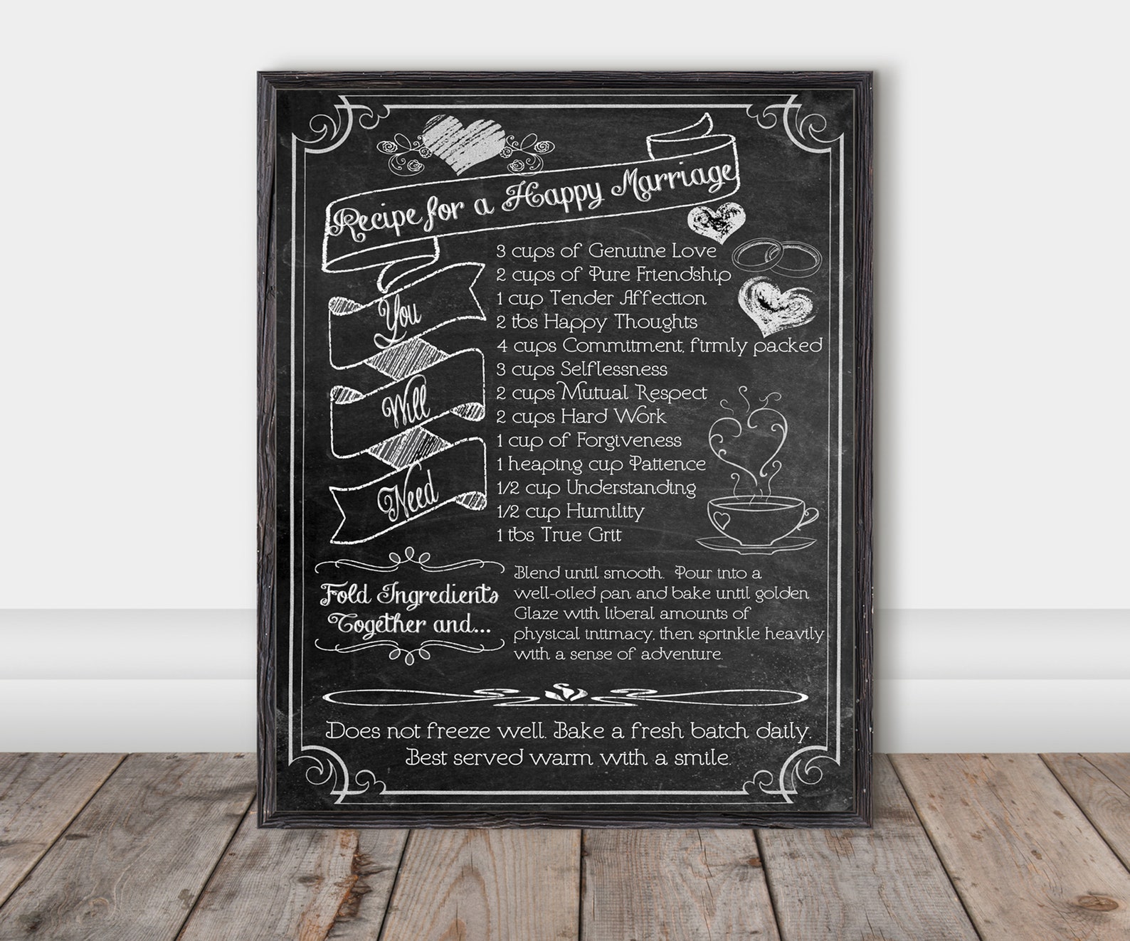 Recipe for a Happy Marriage, Digital Download, Love Print, Valentine's Day, Printable Art ...