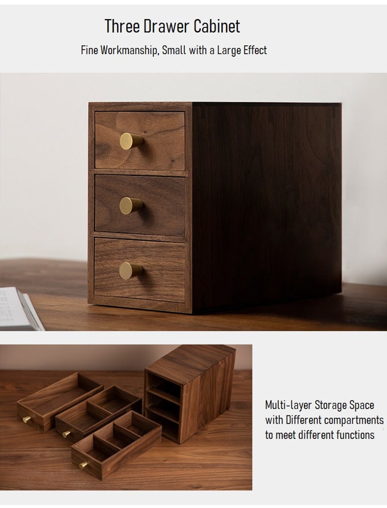 Wood Desk Organizer Set Wood Desk Organizer With Drawers Etsy