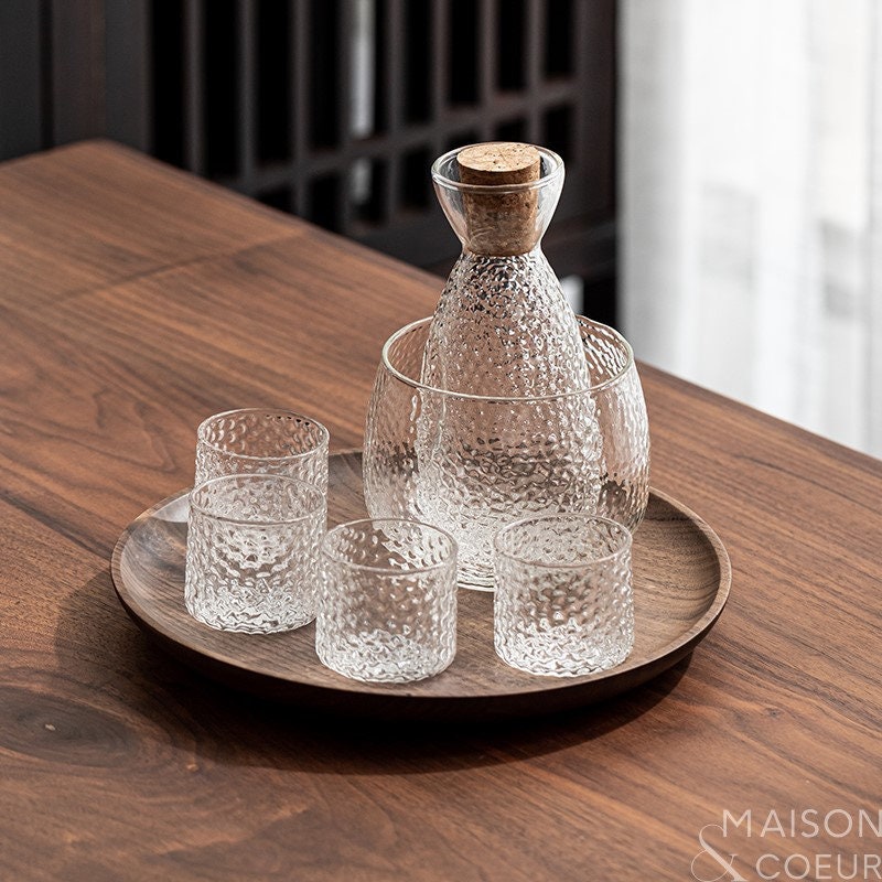 Japanese Glass Sake Set with warmer Handmade Sake Set Sake Etsy