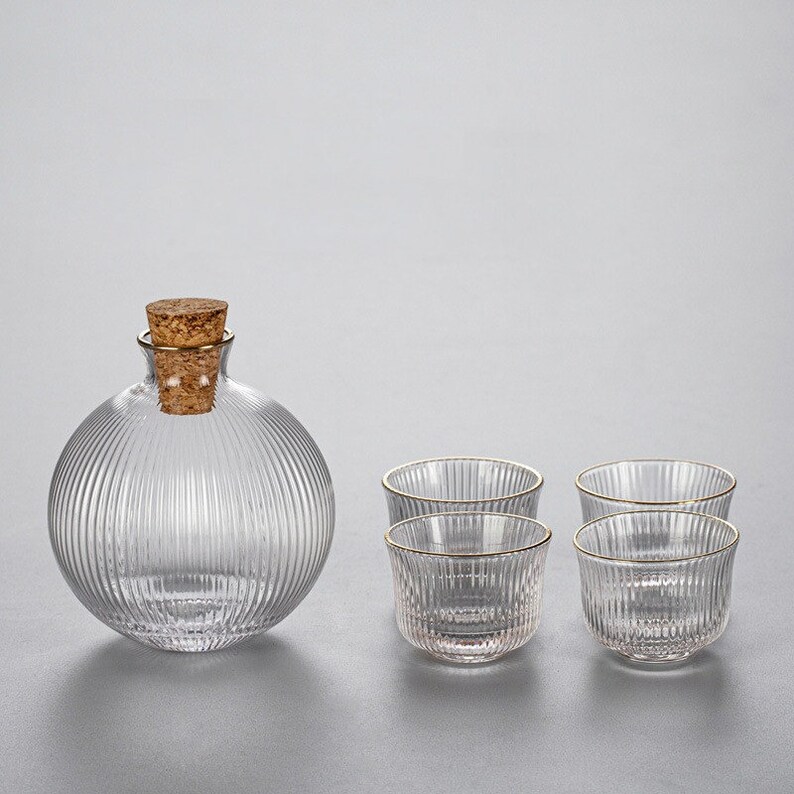 Glass Sake Set Hand Blown Elegant Sake Set Hand Painted Etsy