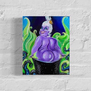 Ursula “Body Language” Original Acrylic Painting – Funny Mermaid Art – 8”x10” Canvas – Whimsical Sassy Mermaid Wall Décor – Body Positivity