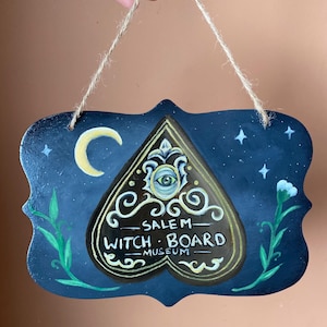 Salem Witch Board Museum Sign Painting  - Painting on Wooden Plaque - Ouija Art - Ouija Decor - Halloween Art - Halloween Decor