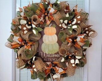 Fall Wreath, Thanksgiving wreath, Autumn wreath, pumpkin wreath, fall decorations, thanksgiving decorations