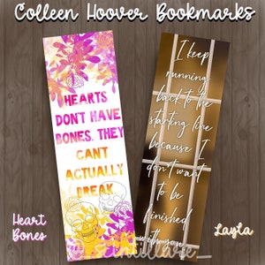 Colleen Hoover bookmarks | Heart & Bones Bookmark | It Starts With US Bookmark | Layla Bookmark | Stocking Stuffer
