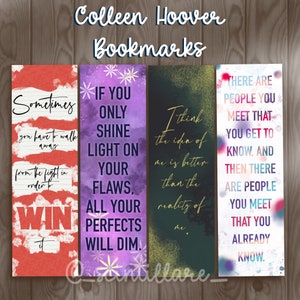 Colleen Hoover bookmarks | Regretting You Bookmark | All Your Perfects Bookmark |Verity Bookmark | Confess Bookmark | Stocking Stuffer