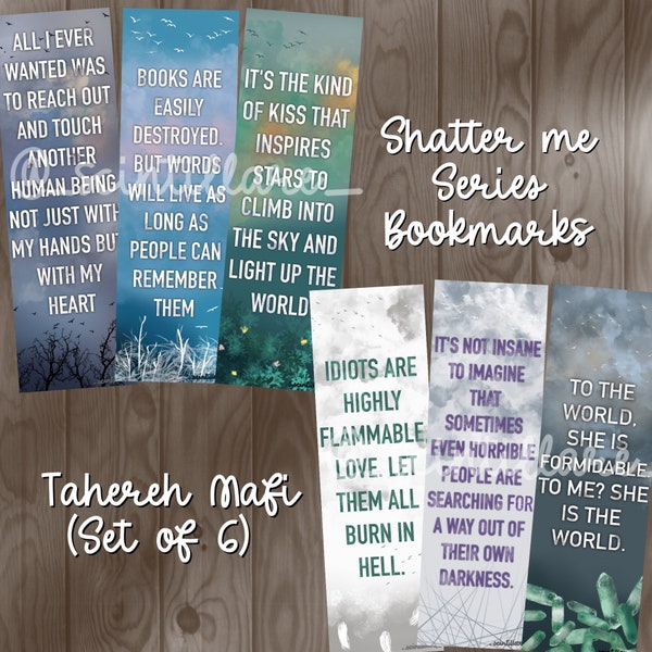 Shatter Me Series Bookmarks | Tahereh Mafi Bookmarks | Stocking Stuffer | Gift under 10