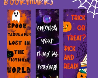 Halloween Bookmark Set | Set of 3 Halloween Bookmarks | Halloween Gift | Stocking Stuffer | Readers Gift  | Gift under 10