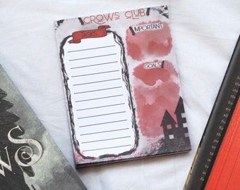 Six of Crows Notepad | Bookish Stationery | Crows Club | Dregs | Ketterdam| Stocking Stuffer