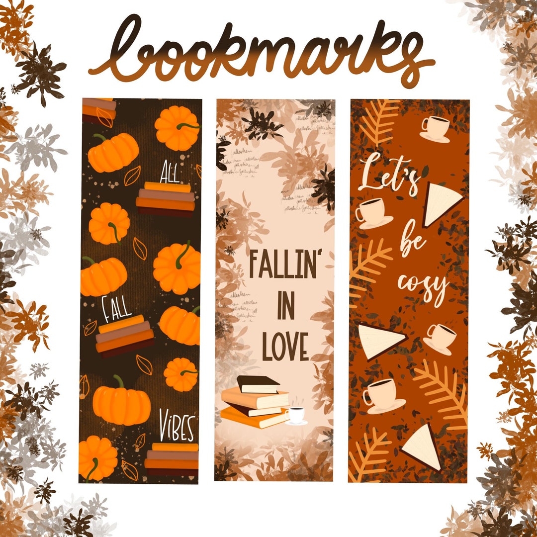 Fall Bookmarks Set of 3 Bookmarks Fall Bookish Gift - Etsy