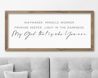 Waymaker sign, living room wall decor, waymaker miracle worker wood sign, worship song sign, Inspirational sign  | Multi color options