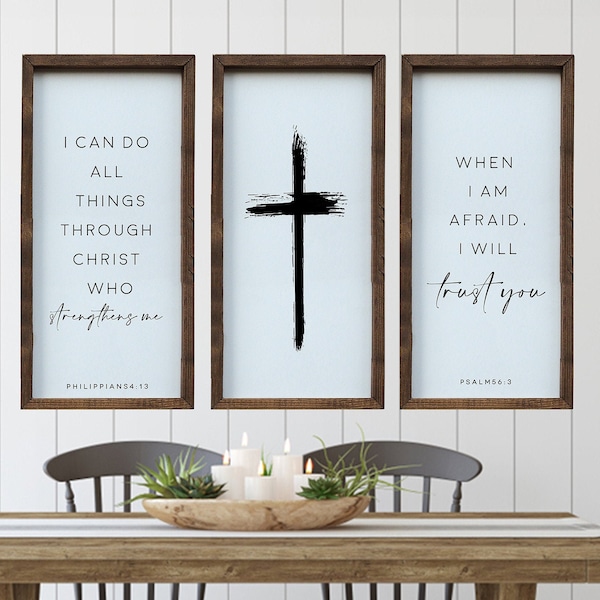 Bible Verse Wall Art I do all things through Christ who strengthens me Philippians 4 13 When I am afraid, I will trust you sign Psalm 56 3