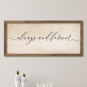 Placa para quarto principal, sempre e para sempre, decoração para quarto principal, decoração de parede para quarto, fundo de papel velho