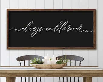 40% OFF Master Bedroom Sign , Always and Forever , Master Bedroom Decor , Bedroom Wall Decor , Black Background Sign